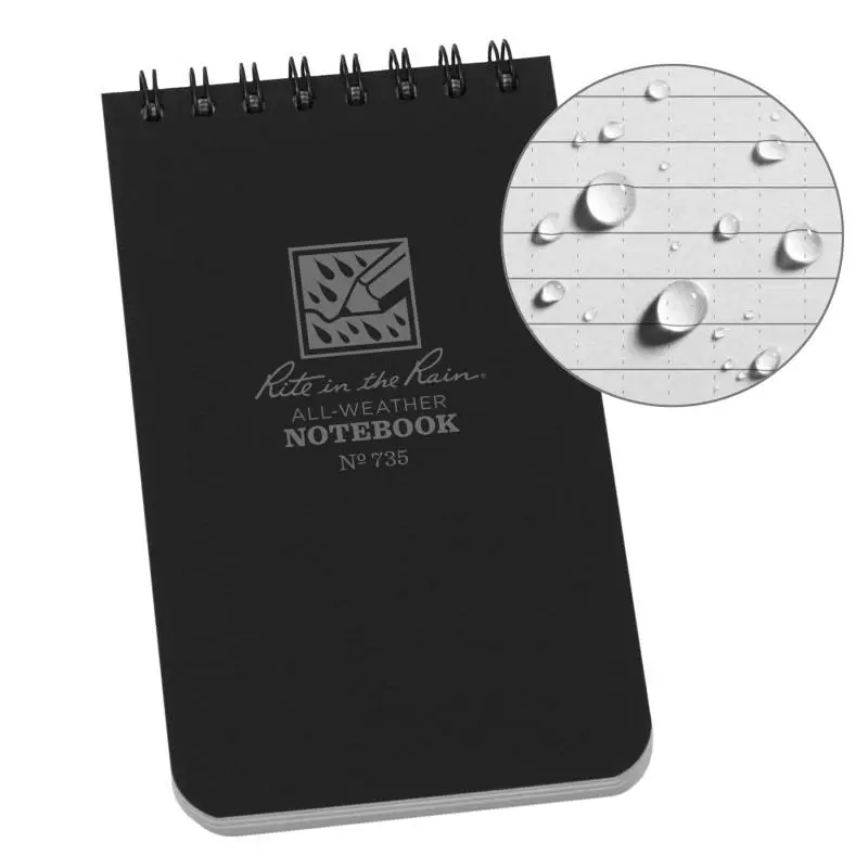 Rite In The Rain - 3 X 5 NOTEBOOK Black 3 Rite In The Rain - 3 X 5 NOTEBOOK Black